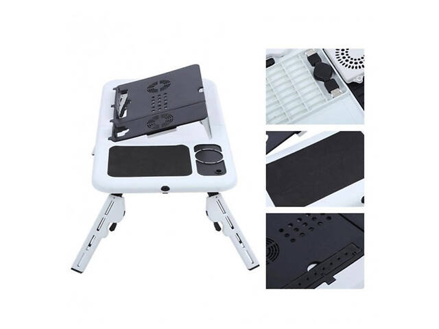 Складаний столик для ноутбука LD-09 E-Table, столик з охолодженням 2 USB кулера, Стіл підставка з вентиляцією - Фото 17