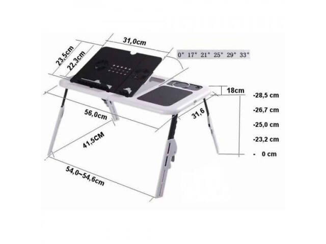 Складаний столик для ноутбука LD-09 E-Table, столик з охолодженням 2 USB кулера, Стіл підставка з вентиляцією - Фото 19