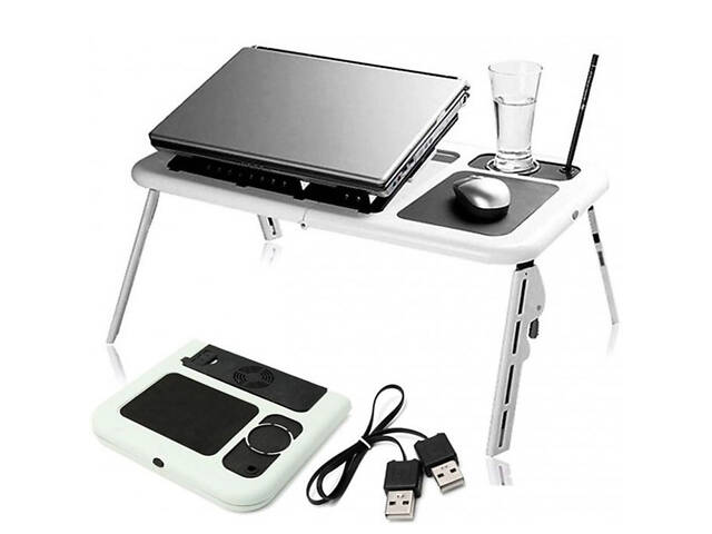 Складаний столик для ноутбука LD-09 E-Table, столик з охолодженням 2 USB кулера, Стіл підставка з вентиляцією - Фото 20