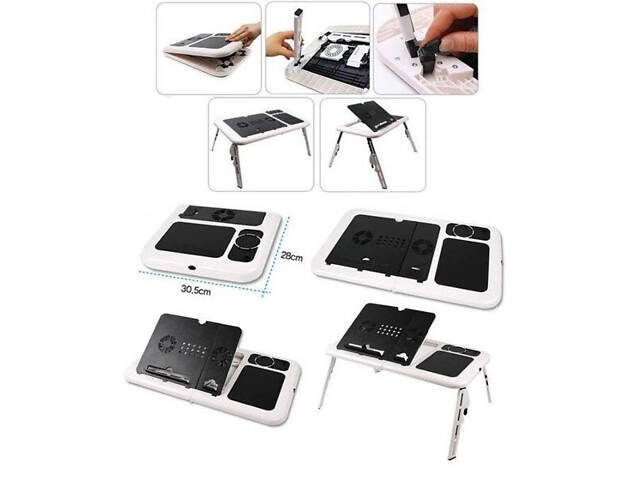 Складаний столик для ноутбука LD-09 E-Table, столик з охолодженням 2 USB кулера, Стіл підставка з вентиляцією - Фото 28