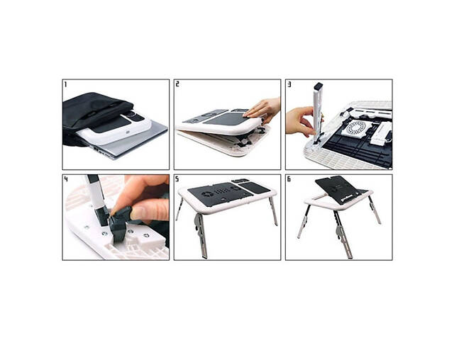 Складаний столик для ноутбука LD-09 E-Table, столик з охолодженням 2 USB кулера, Стіл підставка з вентиляцією - Фото 30