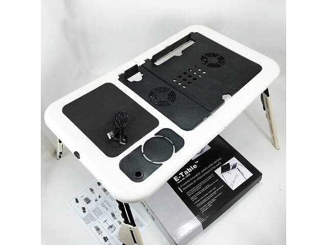 Складаний столик для ноутбука LD-09 E-Table, столик з охолодженням 2 USB кулера, Стіл підставка з вентиляцією - Фото 35