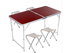 Складной туристический усиленный стол с 4 стульями для рыбалки и пикника