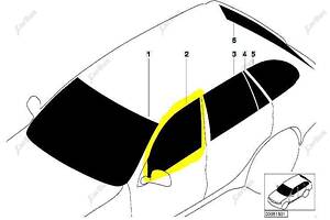 Скло бокових дверей передніх лівих BMW X5 E53 (2003-2006) рестайл 51328402513