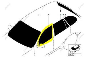 Стекло боковой двери передней правой BMW X5 E53 (2003-2006) рестайл, 51328402514