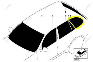 Стекло кузовное заднее левое BMW X5 E53 (2003-2006) рестайл, 51368402619