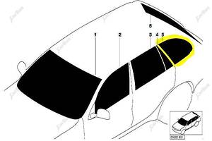 Скло кузовне заднє ліве BMW X5 E53 (2003-2006) рестайл 51368402619