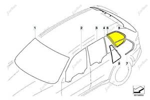 Скло кузовне заднє ліве BMW X5 E70 (2010-2013) рестайл 51377207873