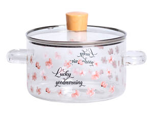 Скляна каструля прозора 1.7 літр з кришкою жароміцна HP-34-22