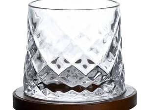 Стакан для виски Dof с бамбуковой подставкой, 300 мл, вращающийся стакан HP1603