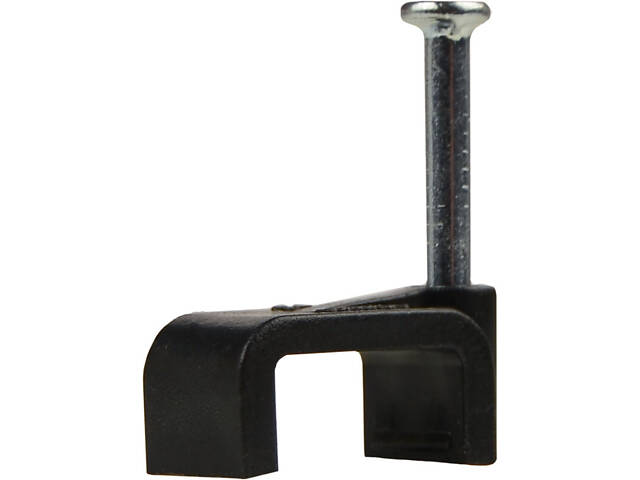 Скоба кріпильна 12мм пласка з цвяхом нейлон чорний (100 шт.) [A0150030047] CHF-12 АСКО - Фото 1