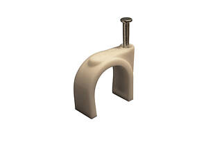 Скоба крепежная 7мм круглая с гвоздем пластик белый (100шт) [s014013] E.NEXT