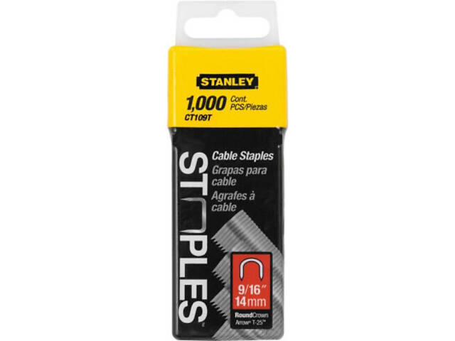 Дужки для будівельного степлера Stanley CABLE, тип 7, L14мм, напівкруглі, для кріплення кабелю, 1000шт (1-CT109T) - Фото 1