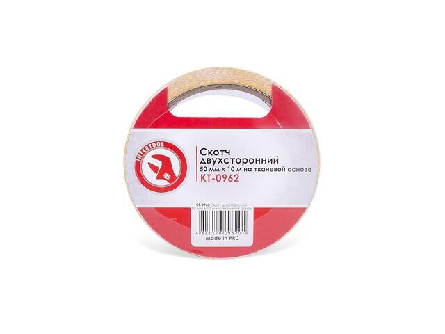 Скотч двухсторонний Intertool - 50 мм х 10 м ткань - Фото 1