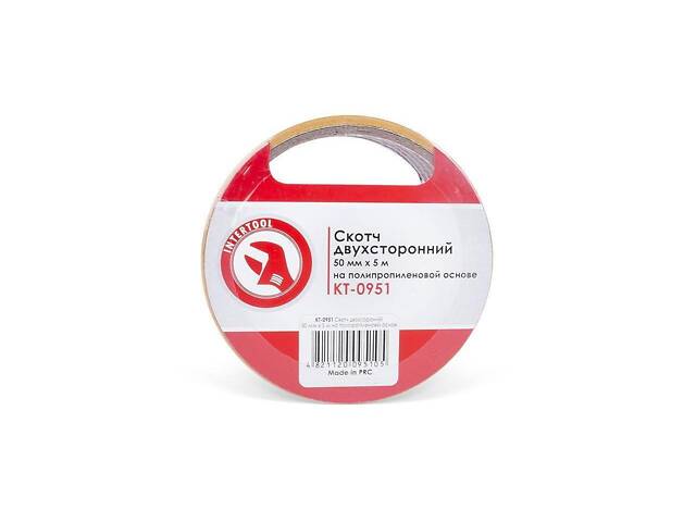 Скотч двухсторонний Intertool - 50 мм х 5 м пропилен - Фото NaN