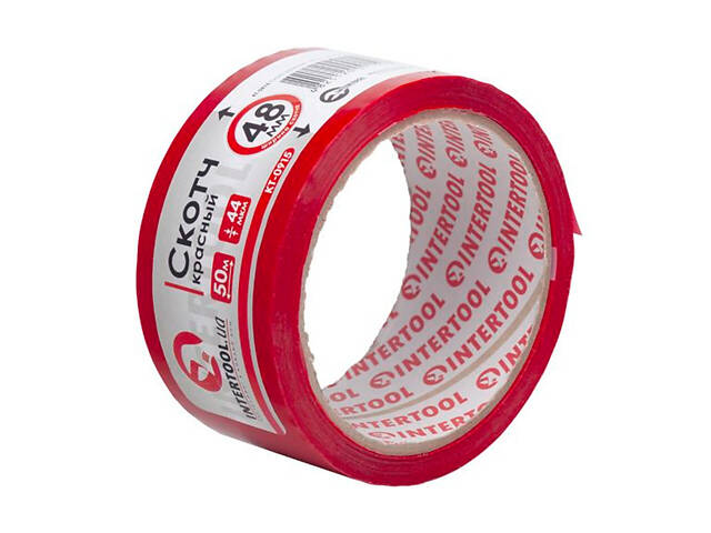 Скотч Intertool — 48 мм x 50 м x 44 мкм червоний - Фото 2