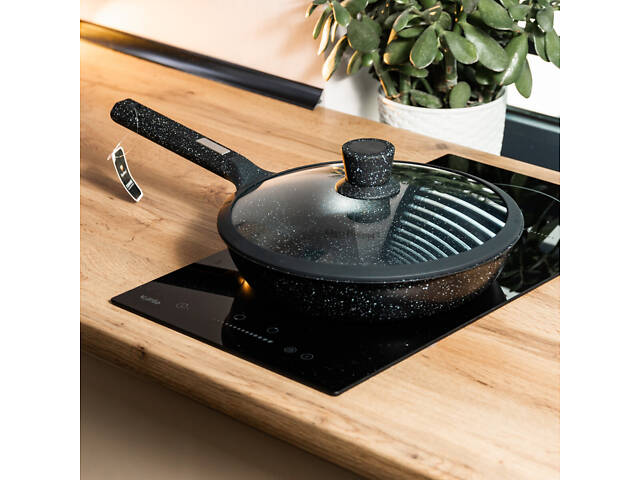 Сковорода алюмінієва зі скляною кришкою Ø 29 см пательня - Фото 1