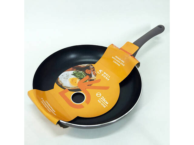Сковорода алюмінієва 26 см WELL DONE WD-1016B індукція, сковорода з товстим дном - Фото 1