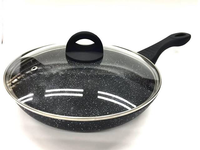 Сковорода антипригарная алюминиевая Benson BN-569 с крышкой 26см - Фото 2