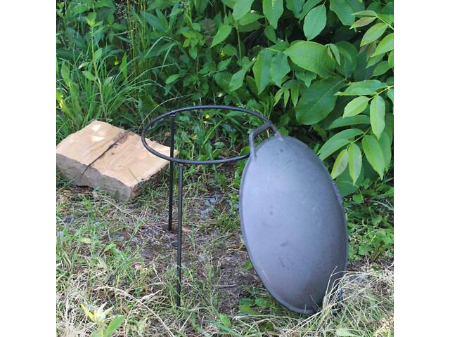 Сковорода чавунна 45 см із кришкою з неіржавкої сталі та підставкою - Фото 6