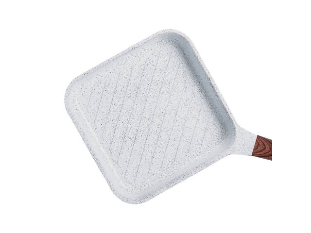 Сковорода-гриль алюмінієва, квадратна, 2,5 л, з антипригарним покриттям, 24 см MGC White - Фото 2