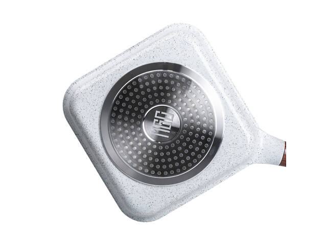 Сковорода-гриль алюмінієва, квадратна, 2,5 л, з антипригарним покриттям, 24 см MGC White - Фото 3