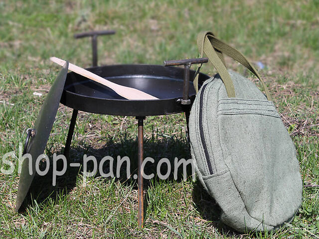 Сковорода маленька з кришкою та чохлом із диска борони туристична - Фото 3