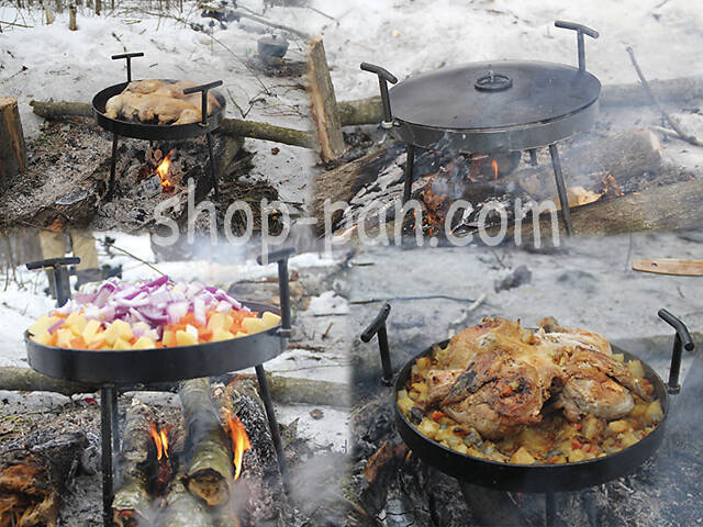 Сковорода маленька з кришкою та чохлом із диска борони туристична - Фото 5