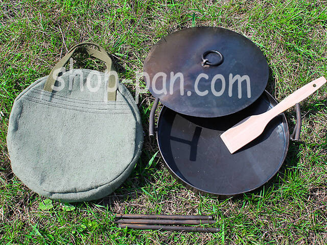 Сковорода маленька з кришкою та чохлом із диска борони туристична - Фото 6