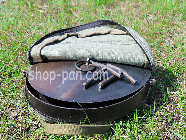 Сковорода маленька з кришкою та чохлом із диска борони туристична - Фото 7