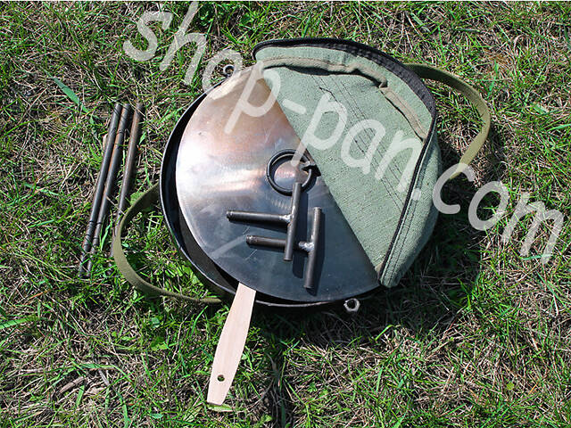 Сковорода маленька з кришкою та чохлом із диска борони туристична - Фото 10