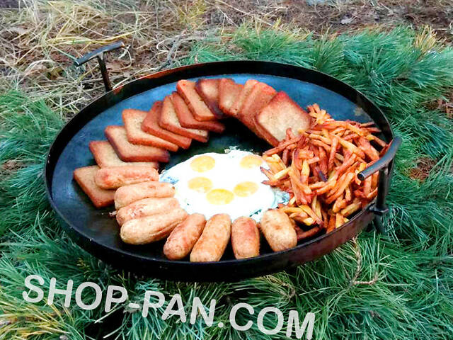 Сковорода з диска борони 50 см із кришкою та знімними ручками - Фото 3