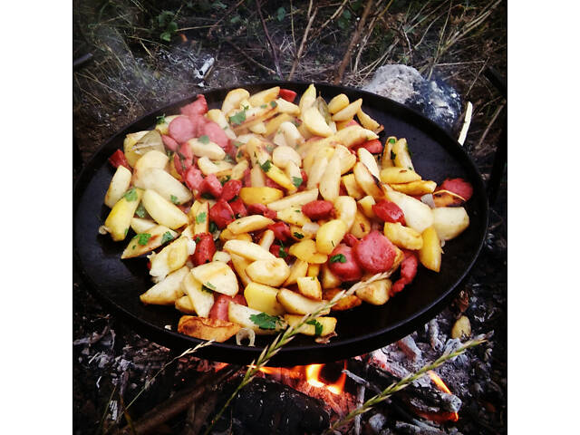 Сковорода з диска борони 50 см із кришкою зі знімними ручками - Фото 8