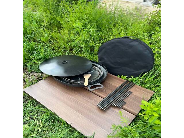 Сковорода з диска САДЖ з розбірними ніжками 40 см + Кришка - Фото 3