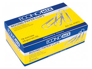 Скріпки канцелярські Economix 78 мм кругла, з насічкою , 50шт (E41011)