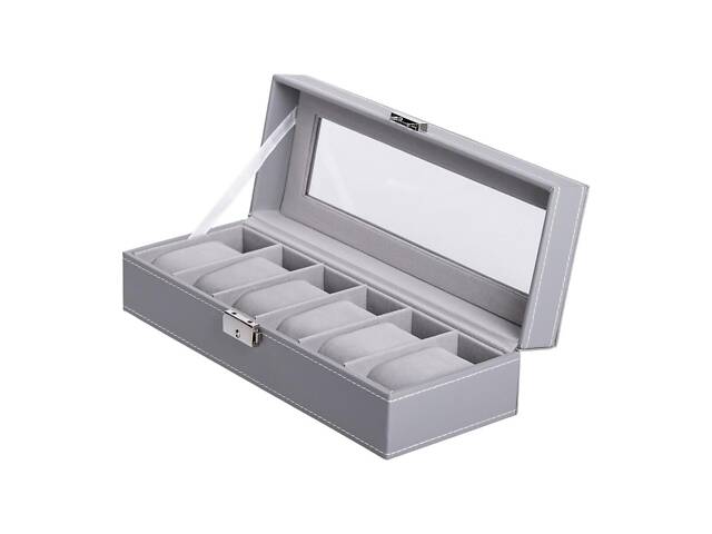 Скринька для наручного годинника 30×11×8 см з еко шкіри на 6 відсіків - Фото 3