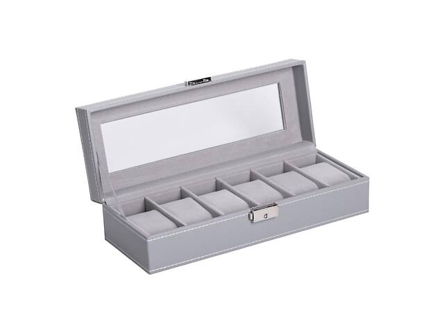 Скринька для наручного годинника 30×11×8 см з еко шкіри на 6 відсіків - Фото 4