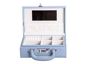 Коробка для украшений из эко кожи 2 яруса с кодовым замком органайзер для ювелирных изделий HP-5-24BL