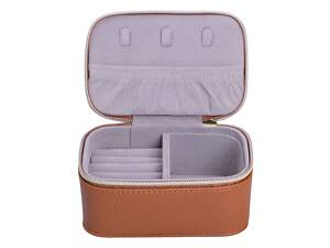 Коробочка для украшений из эко кожи на молнии мини органайзер для ювелирных изделий HP-5-26BR