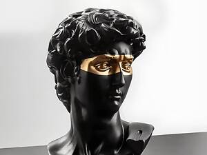 Скульптура погруддя Давида RESTEQ чорного кольору. Фігурка для інтер`єру Давид 15 см (Мікеланджело)