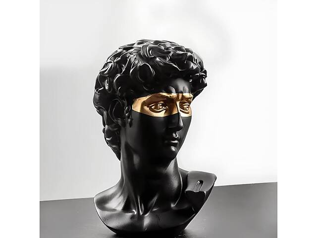 Скульптура погруддя Давида RESTEQ чорного кольору. Фігурка для інтер`єру Давид 15 см (Мікеланджело) - Фото 1