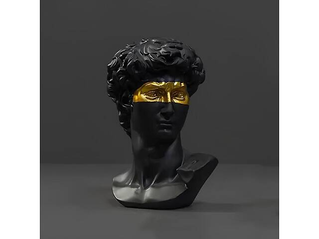 Скульптура погруддя Давида RESTEQ чорного кольору. Фігурка для інтер`єру Давид 15 см (Мікеланджело) - Фото 2