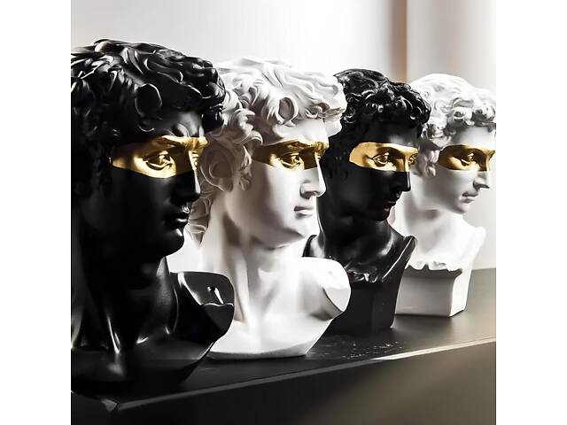 Скульптура погруддя Давида RESTEQ чорного кольору. Фігурка для інтер`єру Давид 15 см (Мікеланджело) - Фото 4