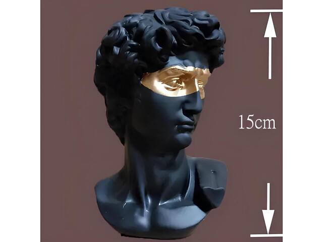 Скульптура погруддя Давида RESTEQ чорного кольору. Фігурка для інтер`єру Давид 15 см (Мікеланджело) - Фото 5