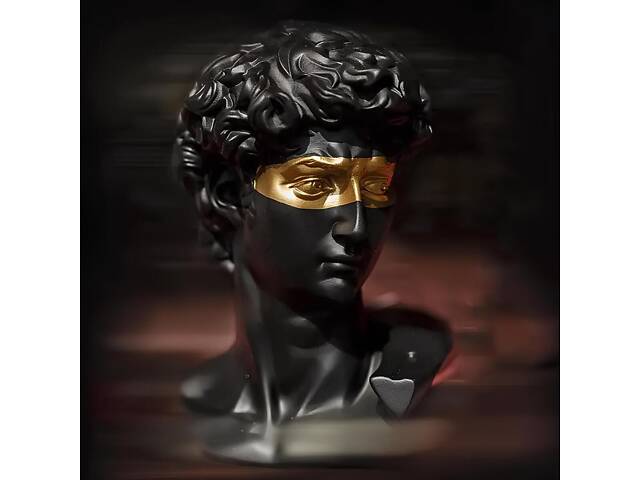 Скульптура погруддя Давида RESTEQ чорного кольору. Фігурка для інтер`єру Давид 15 см (Мікеланджело) - Фото 6