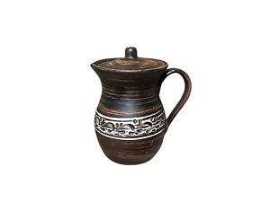 Слівочник 1л ангоб з ручкою та кришкою ТМ ЕТНО КЕРАМІКА