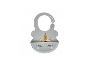 Слюнявчик силиконовый с ковшом Единорог