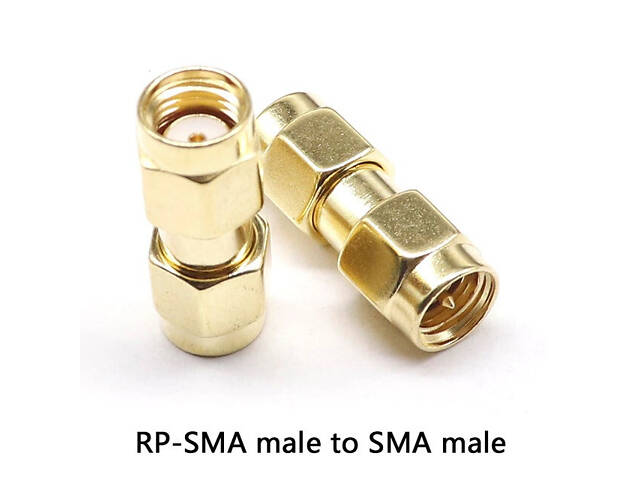 SMA переходник коннектор с RP-SMA male на SMA male со штырьком с 1-й стороны - Фото 1