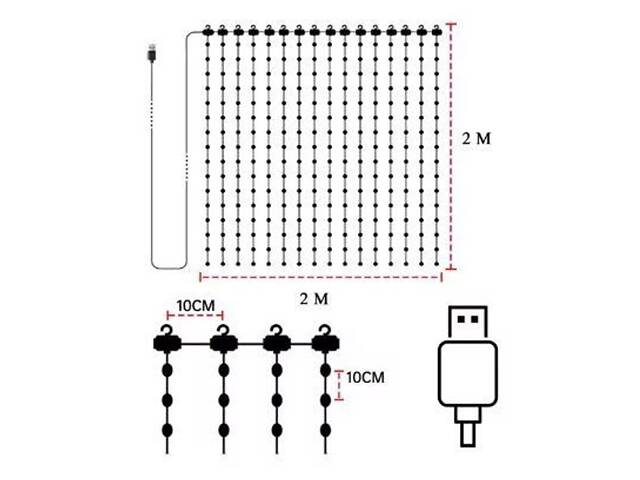 SMART Гирлянда штора SFK 07 2×2 м, 400 LED, управление через приложение и пульт - Фото 2
