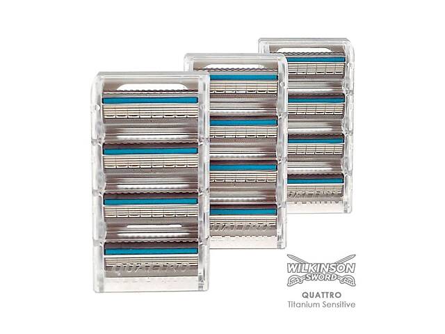 Сменные кассеты Wilkinson Sword Quattro Titanium Sensitive (12 шт.) - Фото 2